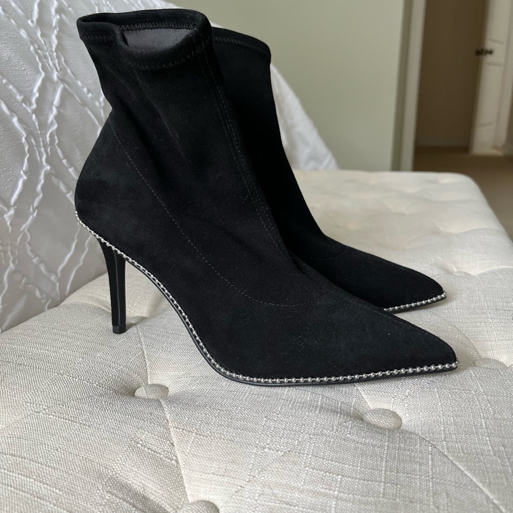 Black suede Coach booties. Worn once.